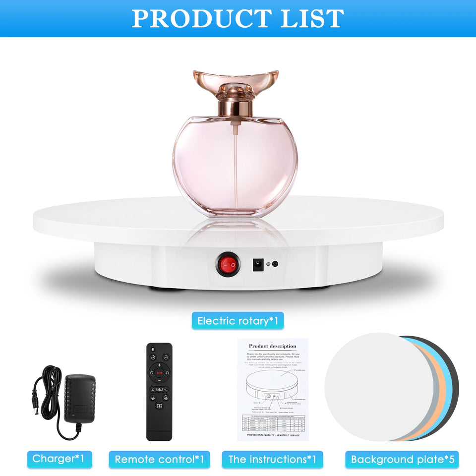 30/42/52CM 100KG Rotating Display Stand  360° Panoramic Automatic Display Table Turntable Photography Backdrop Shooting Booth