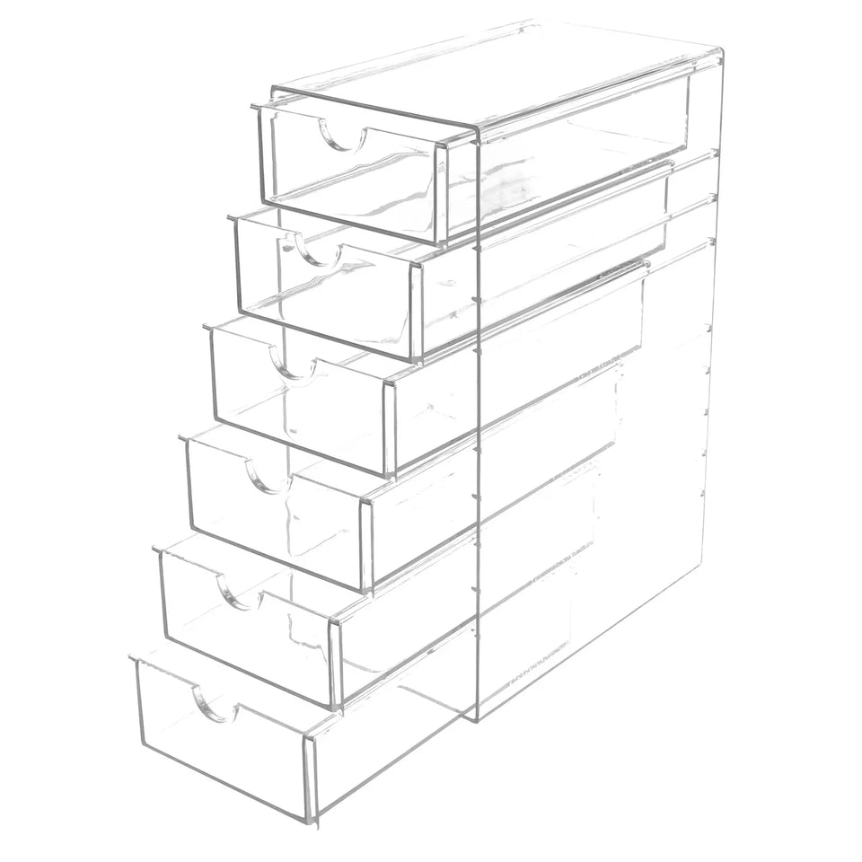 5/6 Tier Acrylic Drawer Organizer Clear Desk Organizer Drawers Stackable Makeup Hair Accessories Organizer Cosmetic Jewelry Pen