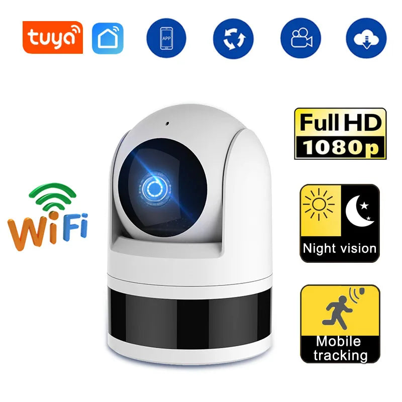 Tuya WiFi Camera 1080P HD Indoor Security Monitor Smart Life APP Real-time Surveillance Camera Supports Two-way Voice Intercom