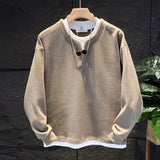 Male Sweatshirt No Logo Overfit Y2k Vintage Loose Clothing Deals Welcome Deal Cheap Luxury Cotton Men's Pullover Fake Two Piece