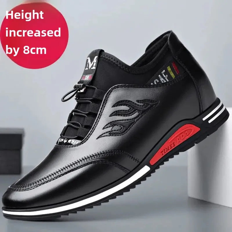 2024 Autumn New Casual Shoes For Men Fashionable Inside Increased High 6cm Lazy Shoes Rubber Shoe Sole Polyamide Leather Shoe