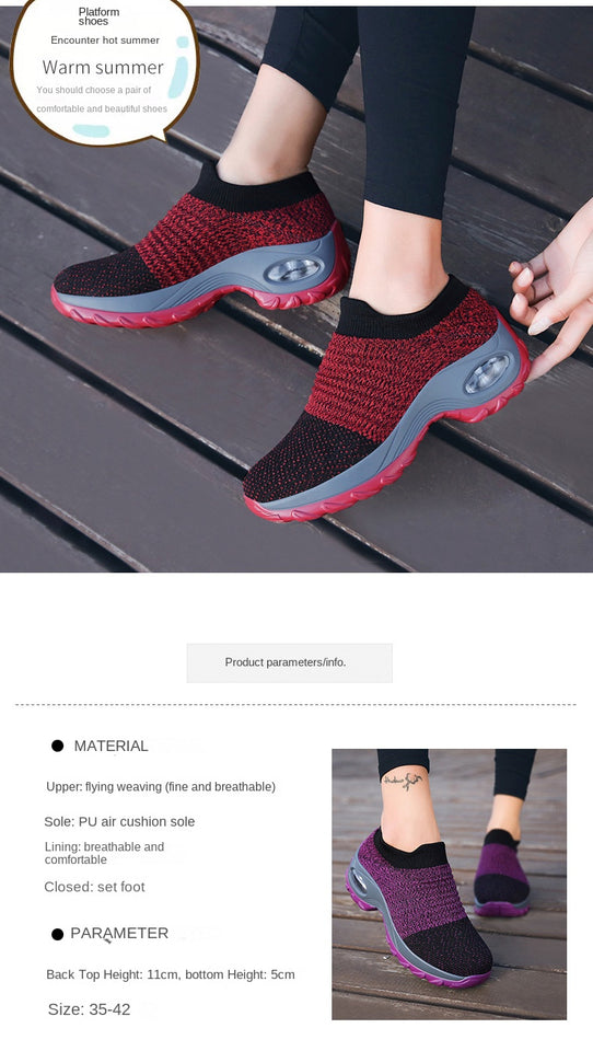 Women Sneakers Fashion Black Sports Casual Shoes Breathable Mesh Lightweight Air Cushion Non-Slip Running Shoe Zapatillas