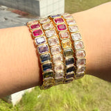 New Arrivals Geometric Bohemian Rainbow Cubic Zirconia Stretchy Stretch Tennis Bracelet Fashion Gold Plated Jewelry For Women