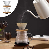 Coffee Dripper Clear Glass Pour Over Coffee Cone With Stand Coffee Funnel Single Cup Pour Over Hand Brewed Coffee Filter Cup For