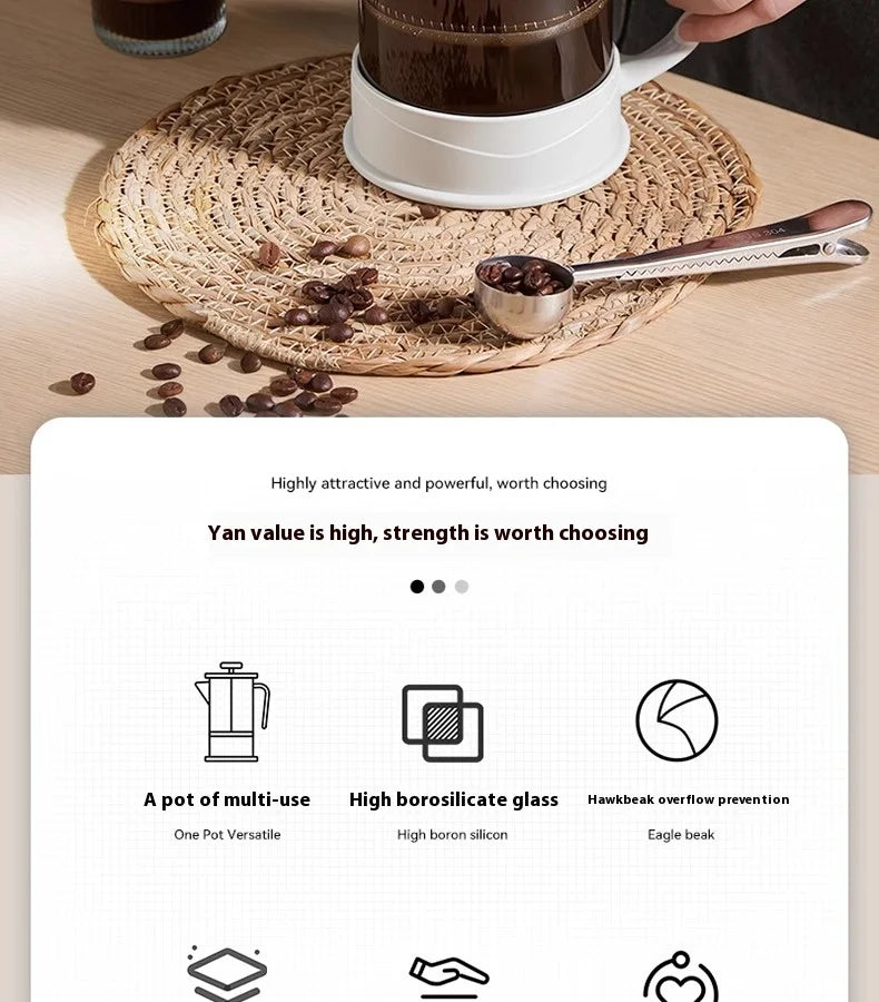GIANXI Hand Press Coffee Maker Multi-function Filter Coffee Maker Home Brewing Coffee Maker Tea Filter Cold Brew Pot