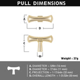 Goo-Ki Antique Brass Stainless Steel Cabinet Handles T Bar Knobs Modern Drawer Pulls for Kitchen Cabinet Hardware for Bedroom