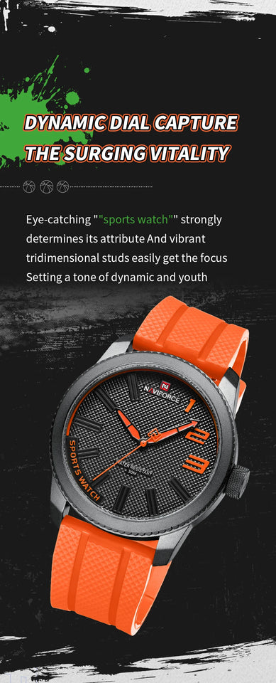 NAVIFORCE New Style Popular Silicone Strap Male Quartz Watches Fashion Casual Waterproof Wristwatches for Men Relogio Masculino