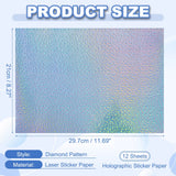 12Sheets Printable Holographic Sticker Paper Vinyl Sticker Paper A4 Waterproof Quickly Stickers for Laser Printer Inkjet Printer