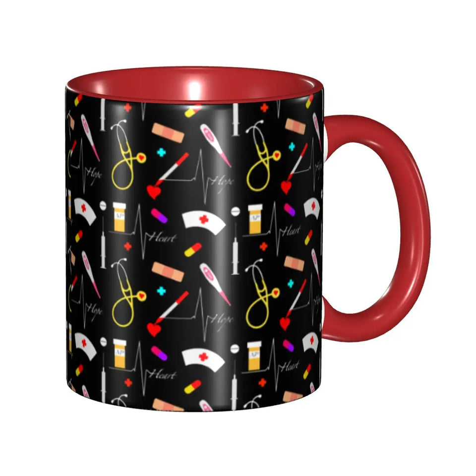 Pink Doctor Nurse Coffee Mugs DIY Customized Enfermera En Apuros Ceramic Milk Tea Mug Cup