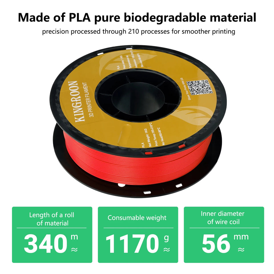 KINGROON 5KG PLA TPU PETG Filament Mix color 1.75mm 3D Printer Plastic No Bubble Spool 3D Printing Materials Wholesales