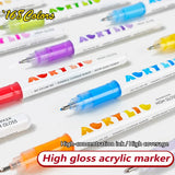 GuangNa 12 Colors/box Direct Liquid Hardhead High-gloss Acrylic Marker, for Student Notebook Writing, DIY Painting Graffiti