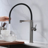 AITANA gun gray luxury brass kitchen faucet single handle cold and hot dual control modern design simple black sink faucet