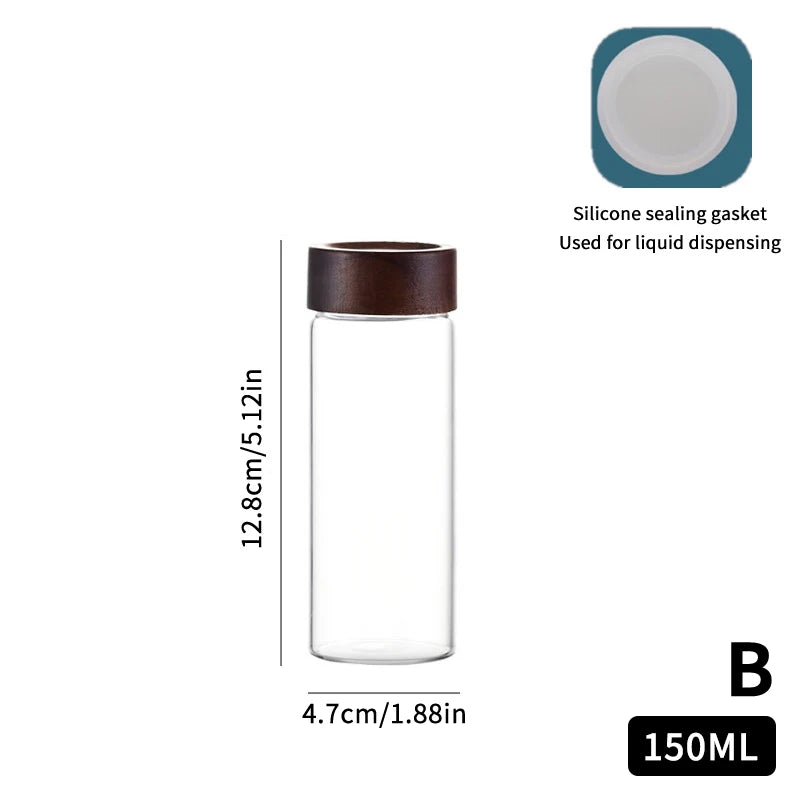 Mini Wood Lid Coffee Beans Storage Container Tube Kitchen Sealed Can Tea Spice Jars Single Dose Espresso Accessory Coffeware