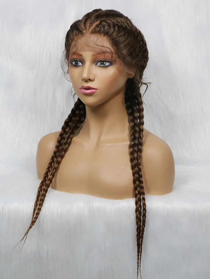 KIMA New Arrival 26 Inches Braided Wigs Synthetic Lace Front Hair Wig With Baby Hair for Black Women