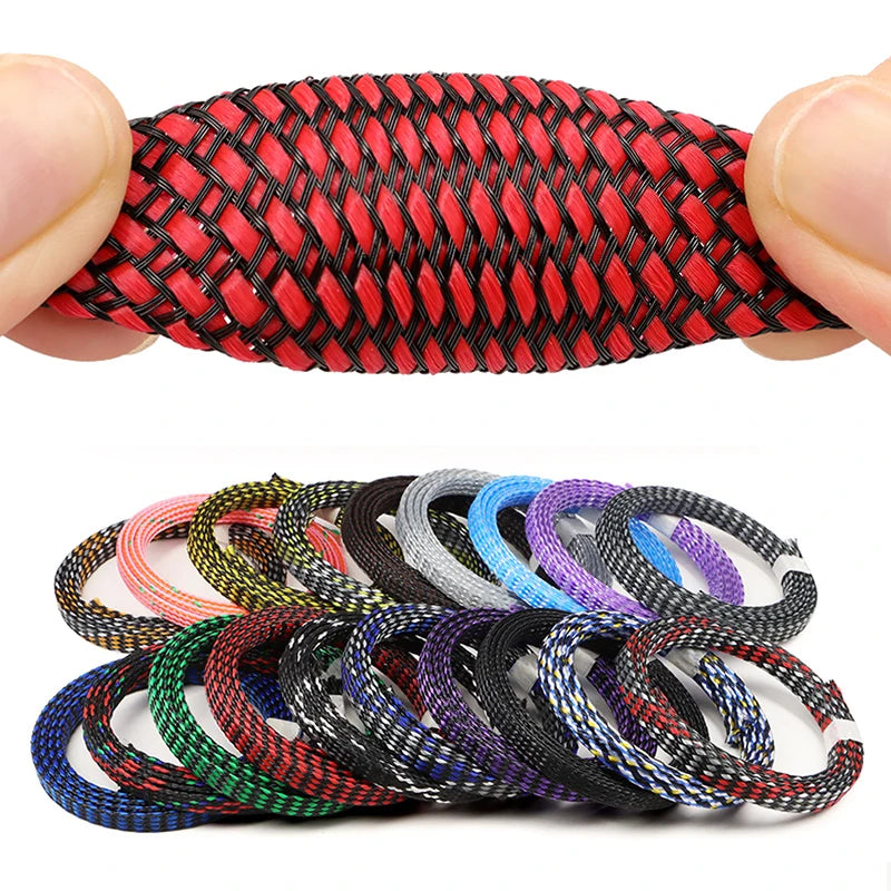 1~100m New Braided Cable Sleeve 4 8 12mm Flexible PP Cotton + PET Yarn Harness Sheath Dust Proof Wire Sleeving Protection Wrap