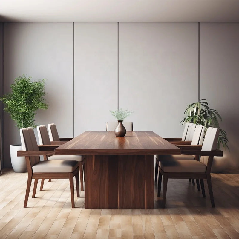 Hotel Restaurant Wooden Dining Table Set 8 Seater Solid Wood Dining Table