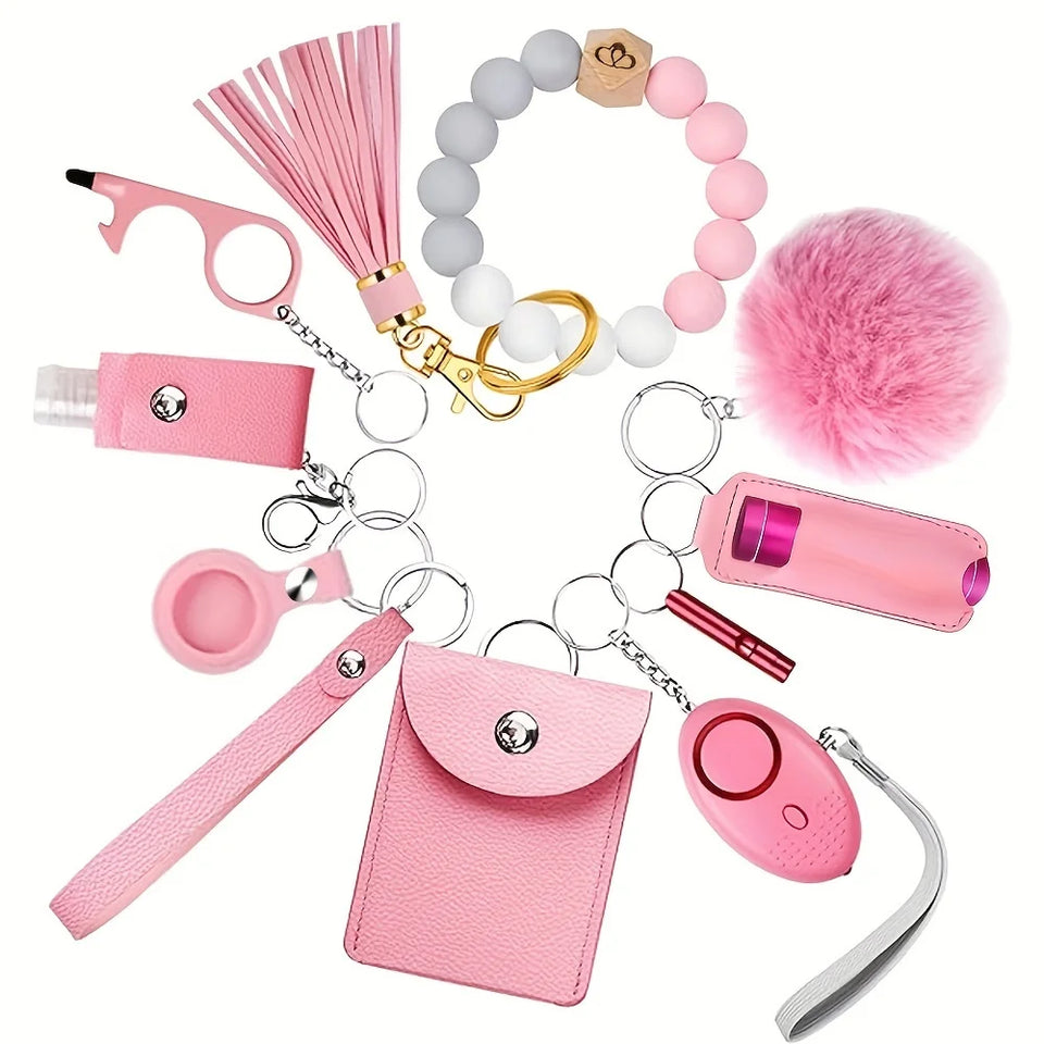 Self Defense Security KeychainSafety Keychain Full Set Set with Personal Alarm Protective Keychain Accessories for Women Girls