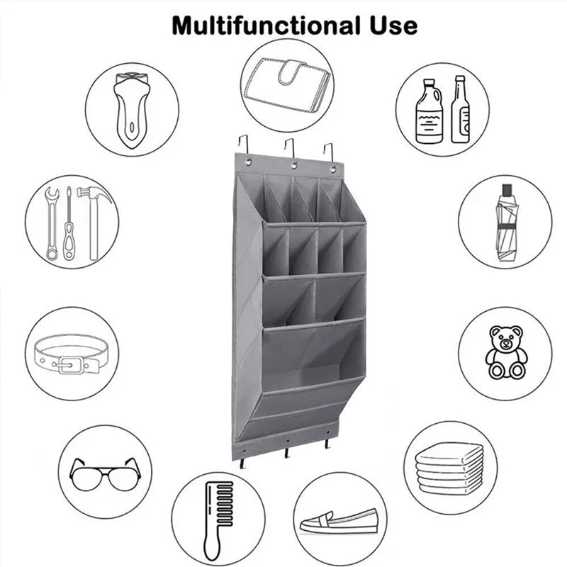 Multi-pockets Wall Storage Bag Large Over Door Hanging Shoe Organiser Behind Doors with 4 Metal Hooks Shoes Rack Storage Bags