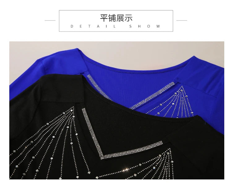 Autumn New Women Mesh Tops Fashion Hollow Out V-Neck Long-Sleeved T-Shirt Classic Shiny Diamonds Bottoming Shirt Elasticity Tees