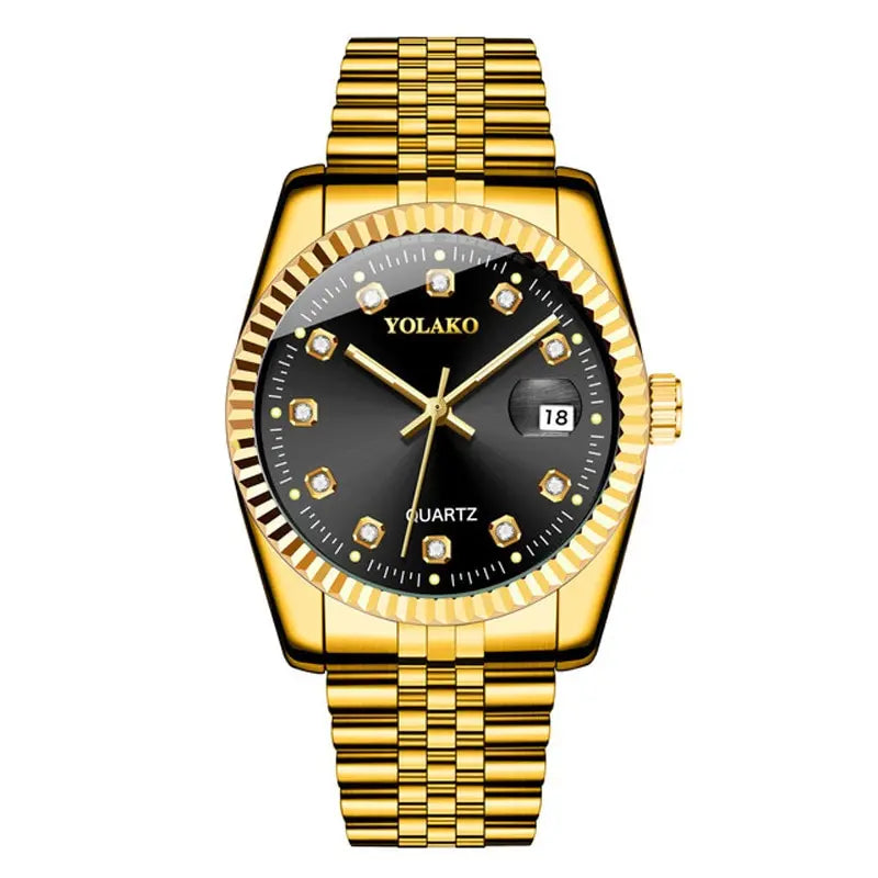 Fashion Diamond Calendar Mens Watches Business Luxury High Quality Quartz Watch For Men Stainless Steel Wristwatch Reloj Hombre