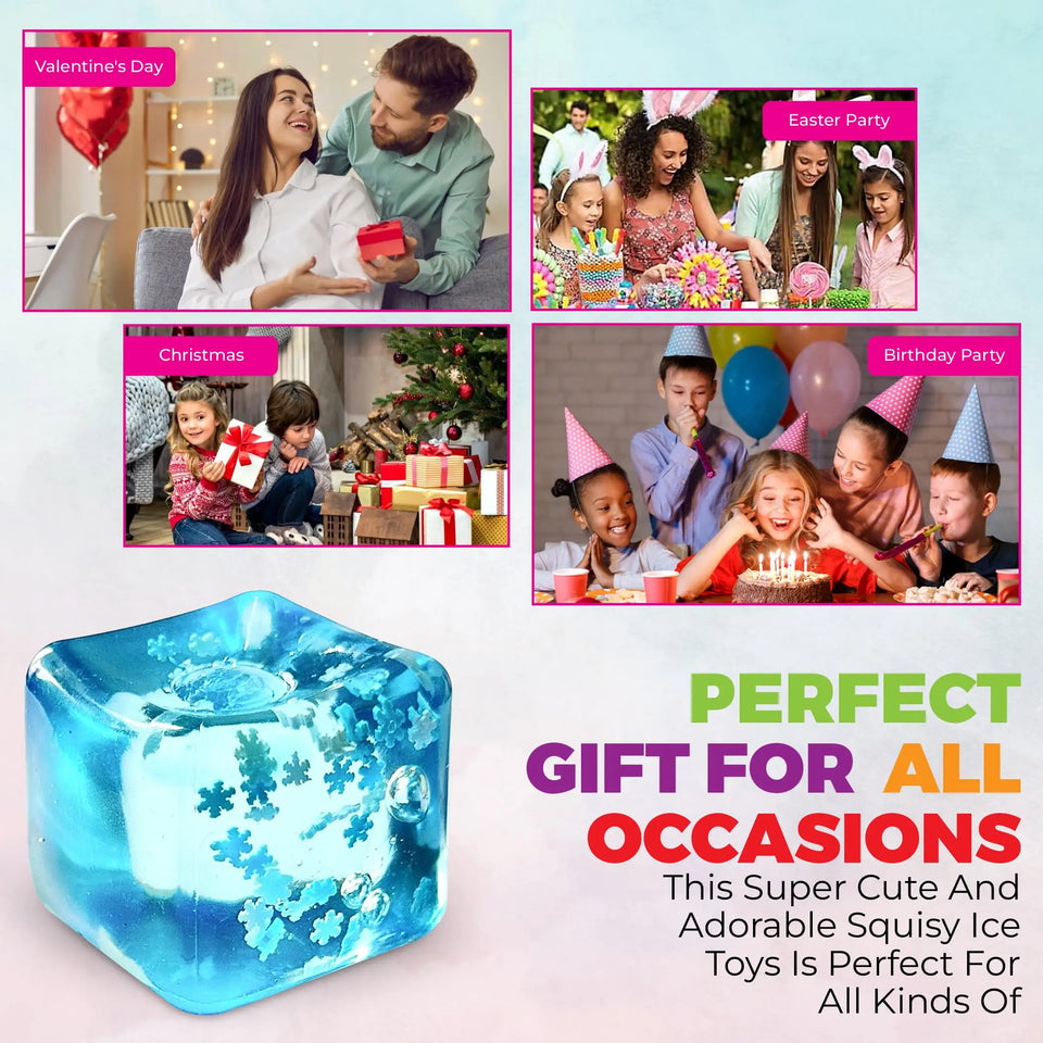 Soft Sensory Toy Fidget Stress Ball Nice Ice Cube Squishy, Stress Relief Toy for Anxiety Kids Adults Decompression Anti-stress
