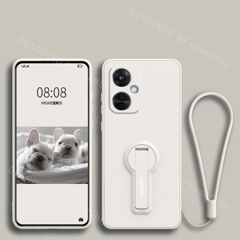 Luxury Phone Case For Oneplus Nord CE 3 Lite NordCE3 NordN30 Liquid Silicone Case Shockproof Soft Cover With Holder Sreen Film