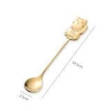 Stainless Steel Coffee Spoon Cute Lucky Cat Shape Teaspoon Dessert Snack Scoop Ice Cream Mini Spoons Tableware Kitchen Tools
