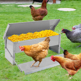 Treadle Chicken Feeder with Weatherproof Lid Rat Proof Chicken Feeder Metal Chicken Feeder for Chickens Ducks and Geese