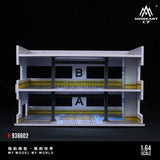 Diorama 1/64 Car Parking Lot with LED Lighting Japanese Commercial Building Model Scene Garage Display Model US