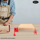 4 Pcs 3/4" Wood Gluing Pipe Clamp Set for Woodworking Lumber Stores, Manufacturing Plants, Repair Shops