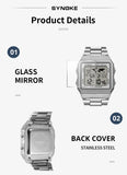 SYNOKE Stainless Steel watchband Chrono Sport Watches Men Back Light Display Digital Wristwatch Waterproof plastic watch case