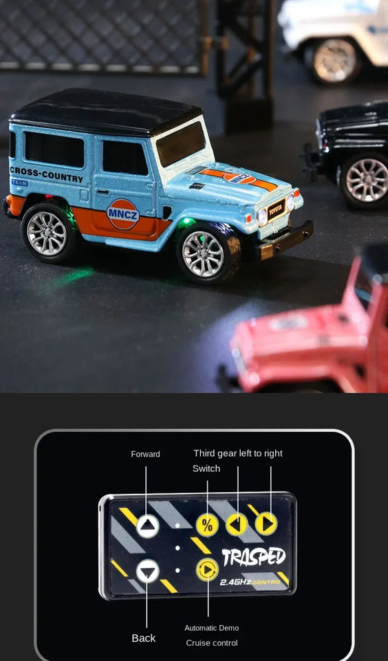 J40Small Mini Remote Control Alloy Birthday Gift Toy Car Model with Lights and Hanging Box for Boys