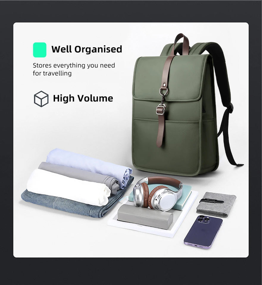 HK Men's Fashion 15.6" Laptop Backpack Waterproof Work Backpacks Teenage Student Charging Travel Shoulder Bag Women's Backpack