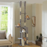 Cactus Cat Tree Floor to Ceiling Cat Tower 7 Tiers Cat Climbing Tree with Cozy Hammocks and Condos 5 Platforms Scratching Posts
