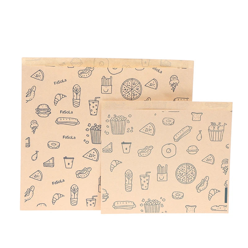 50Pcs Kraft Paper Bags Greaseproof Food Wrapping Disposable Baking Paper Plate Mat - Kitchen Packaging Accessories