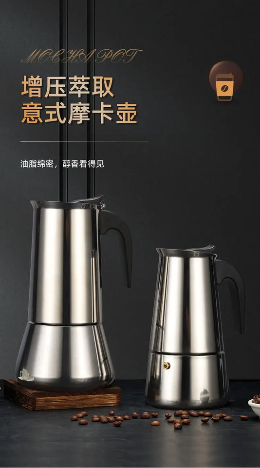 Coffee Maker Machine Moka Pot American Latte Electric Burner Italian French Press Percolator Brew Kettle Stovetop StainlessSteel