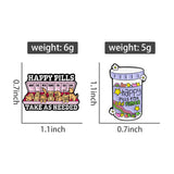 2-6pcs/set Hobby Collection Enamel Pins Reading Book Iced Coffee Knit Brooch Hiking Badges Music Korean Girls Band Jewelry