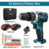Gisam Cordless Drill Rechargeable Electric Screwdriver Electric Drill Mini Wireless Hand Drill Lithium-Ion Battery Power Tools