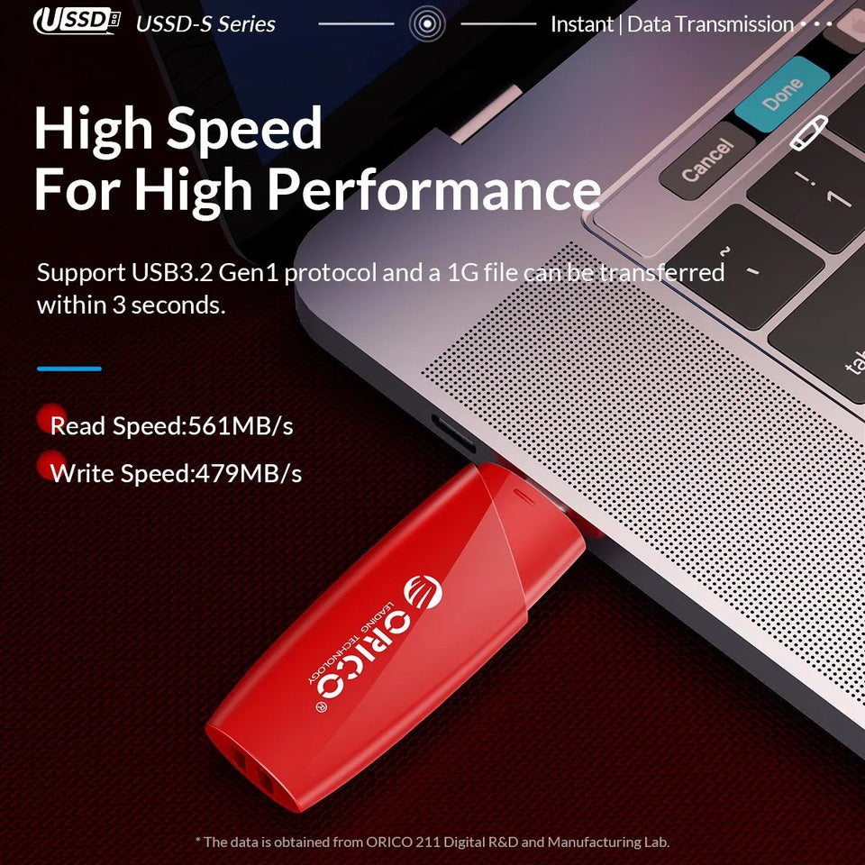 ORICO New Trend USSD Solid State U Disk 520MB/S High Speed Mobile SSD Pen Drive Type C 1TB 512GB 256GB 128GB USB Flash Drives