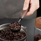 1pc New 304 Stainless Steel Measuring Spoon Coffee Bean Spoon 30ml Walnut Handle Coffee Powder Spoon Baking Spoon
