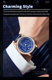 OLEVS 9923 Moon Phase Automatic Mechanical Watches for Man Fashion Leather Strap Waterproof Starry Sky Blue Luxury Men's Watches