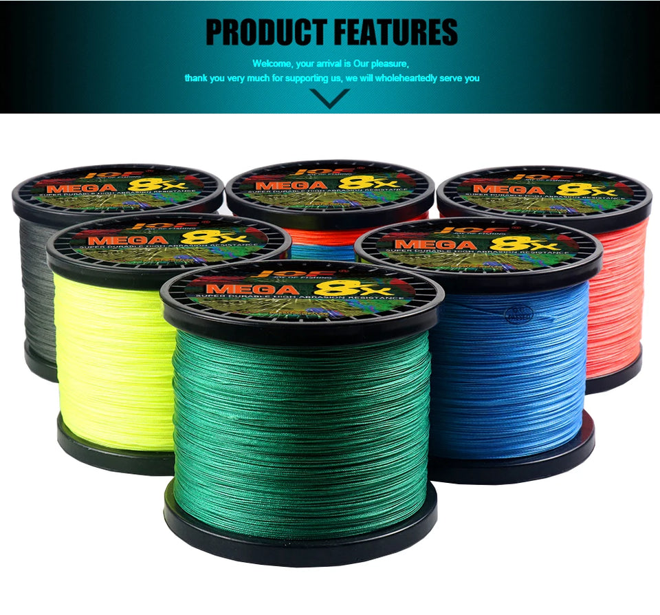 JOF X8 PE Braided Fishing Line Pesca Carp Multifilament Fly Wire Japanese Saltwater 1000M 500M 300M 18LB-78LB