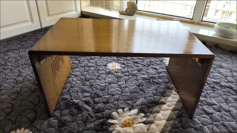 Japanese Style Pure Bamboo Foldable Coffee Table Real Wood Tatami Low Sitting Floor Mat Small Tea Table Window Seat Table