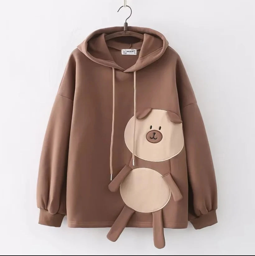 Harajuku Funny Women Hoodies 100% Cotton Winter Plus Fleece Cute Pink Anime Sweatshirt Teen Girl Kawaii Long Sleeve Y2K Hoodie