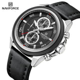 NAVIFORCE Waterproof Watches for Men Original Brand Luxury Leather Men's Quartz Wristwatch Fashion Military Chronograph Male