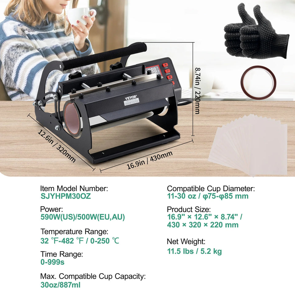 SucceBuy Tumbler Heat Press Machine 2 Station Heaters 11-30oz Mug Press Tumbler Press Sublimation Tumblers Cups and Mug 19.6lbs