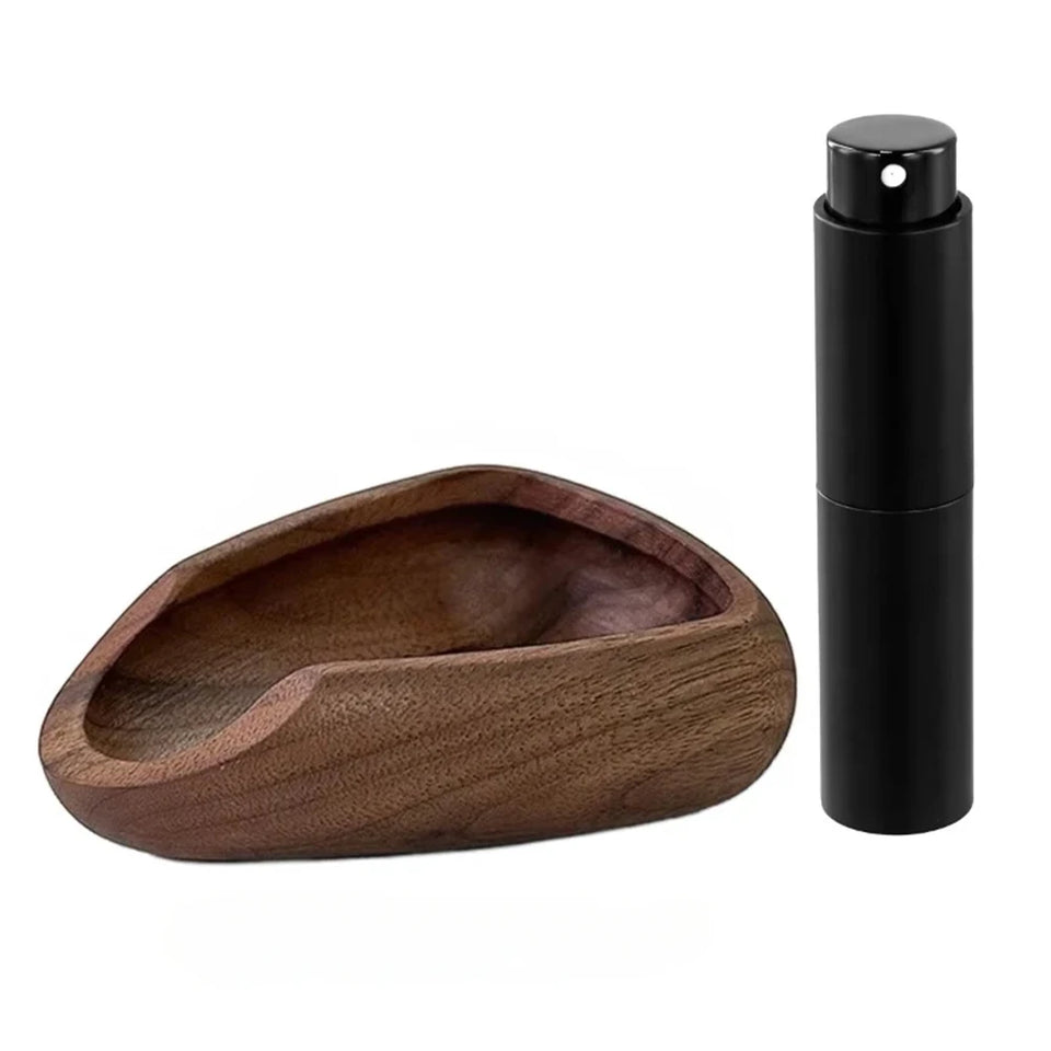 Wooden Coffee Bean Dosing Cup Spray Bottle Anti-Static Coffee Bean Spray Measuring Tray Tea Leaves Barista Set for Coffee Lovers