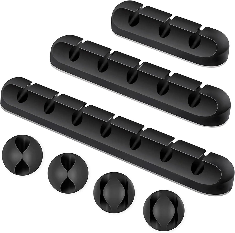 3/5/7 Clips Adhesive Silicone Cable Winder Desktop Wire Wrapped Cord Earphone Cable Holder Desk Organizer Office Supplies