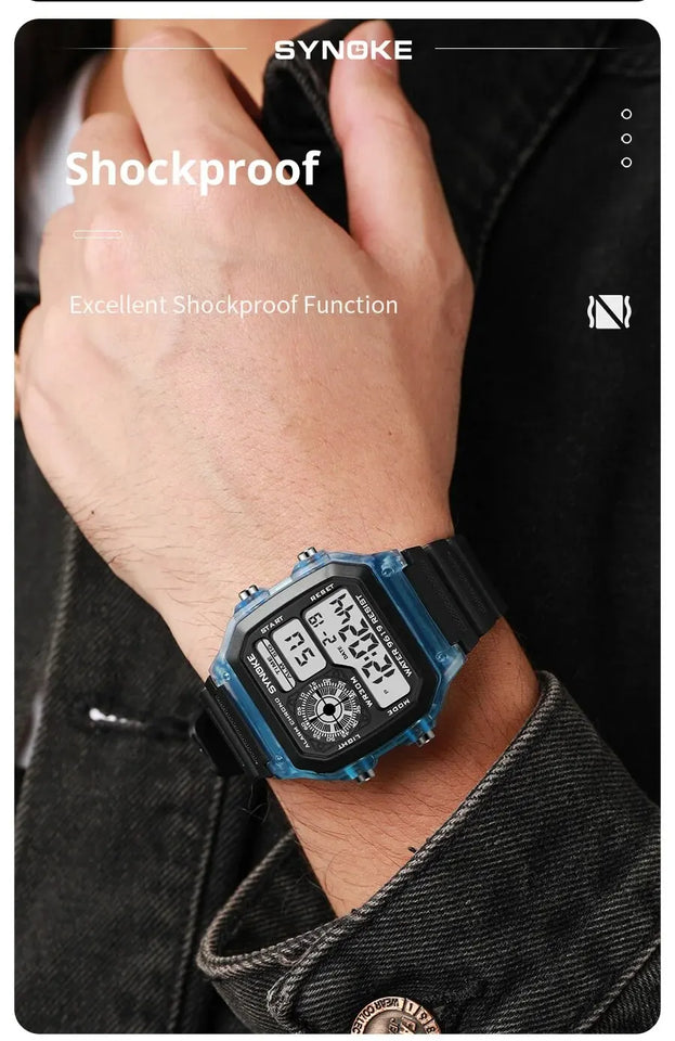 SYNOKE Digital Watches Men Sports Luminous Multifunction Waterproof Women Wristwatch Outdoor and Running Student Seven Lights