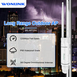 Wonlink 1200Mbps Outdoor Access Point 48V POE Wifi Router /Repeater 5G+2G Weatherproof Long Range Omnidirectional Antena Extend